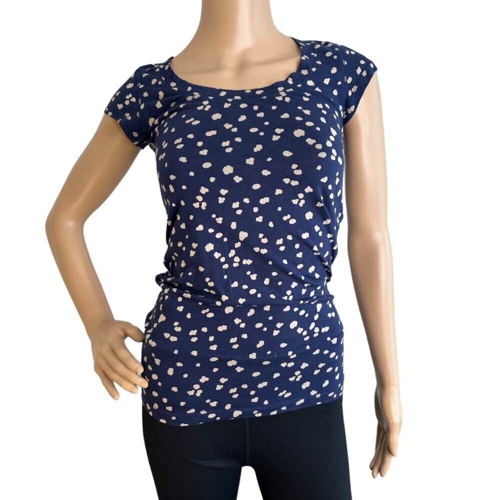 Theory Blue Dotted‎ Short Sleeve Top